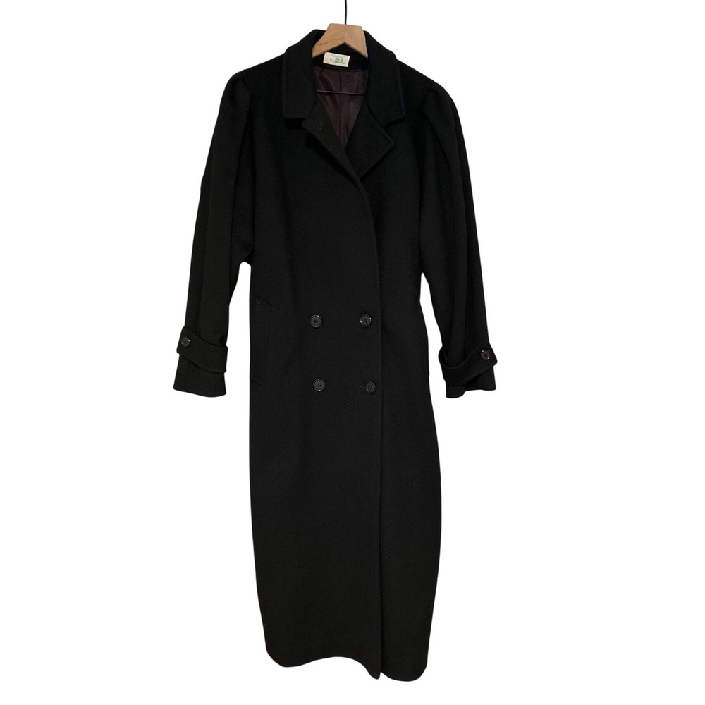 Jill Jr Mens Vintage Wool Double Breasted Opera Coat Long Overcoat Size XL Black
